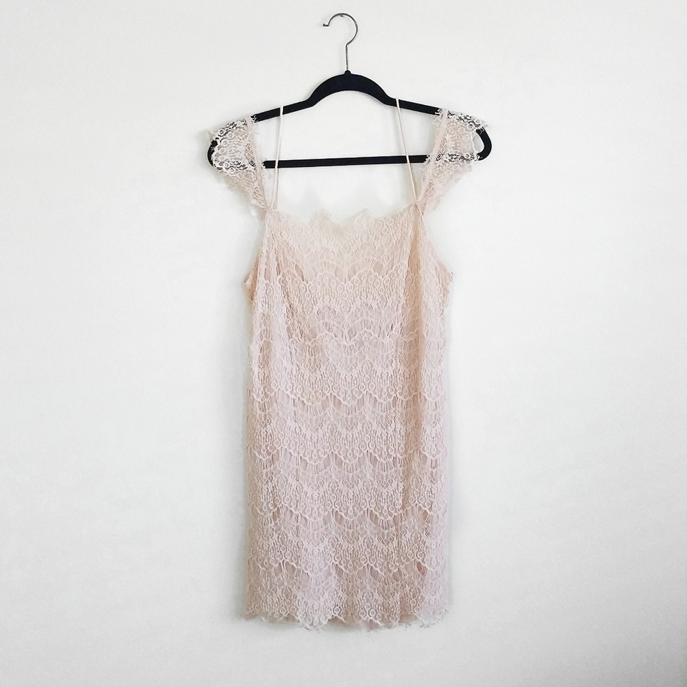 Free People Intimately Blush Lace Slip Night Dress